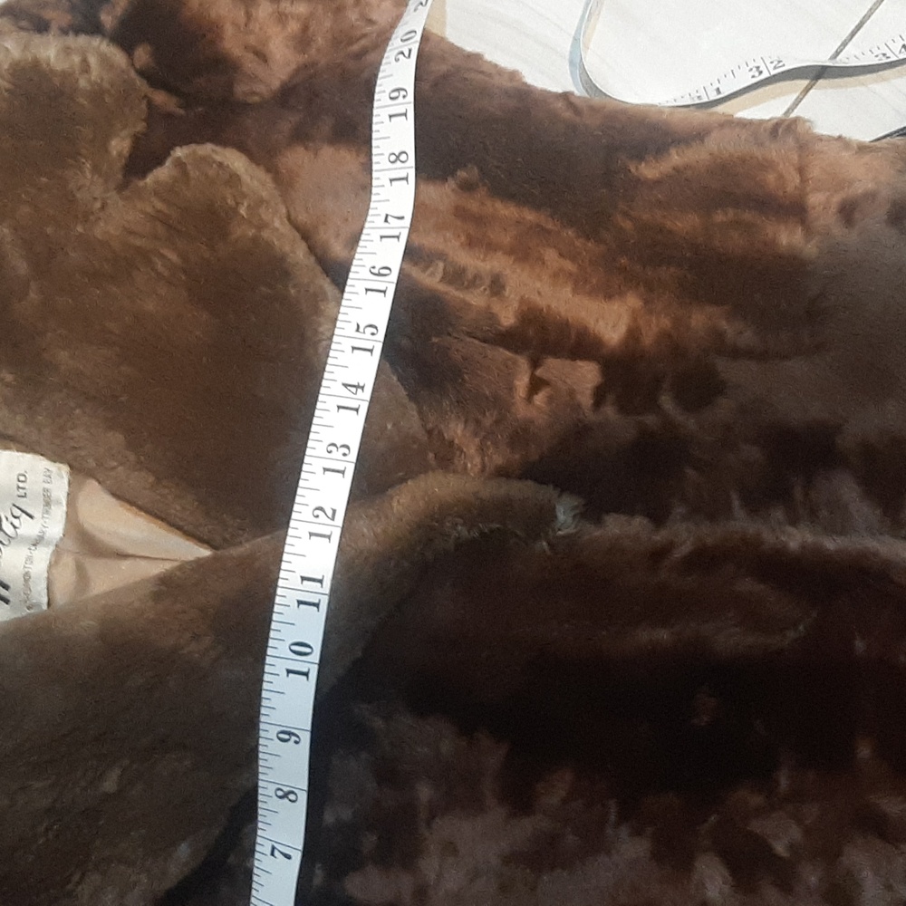 Luxurious Brown real broadtail lamb  Fur Coat with Red Belt Fits Small / - Picture 14 of 14